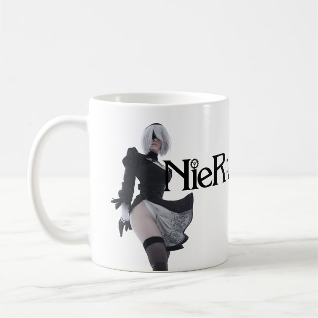 2B Nier Automata White Glossy Mug (Left)
