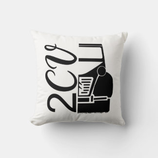 2CV Deux Chevaux Black Chic Script Font Typografie Cushion