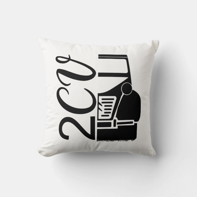 2CV Deux Chevaux Black Chic Script Font Typografie Cushion (Front)