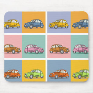 2CV Deux Chevaux Colourful Six Squares Illustratio Mouse Pad