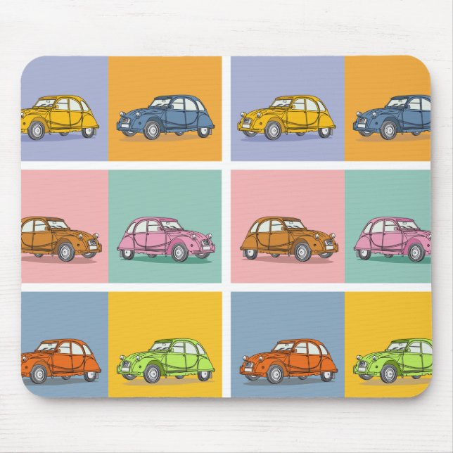 2CV Deux Chevaux Colourful Six Squares Illustratio Mouse Pad (Front)