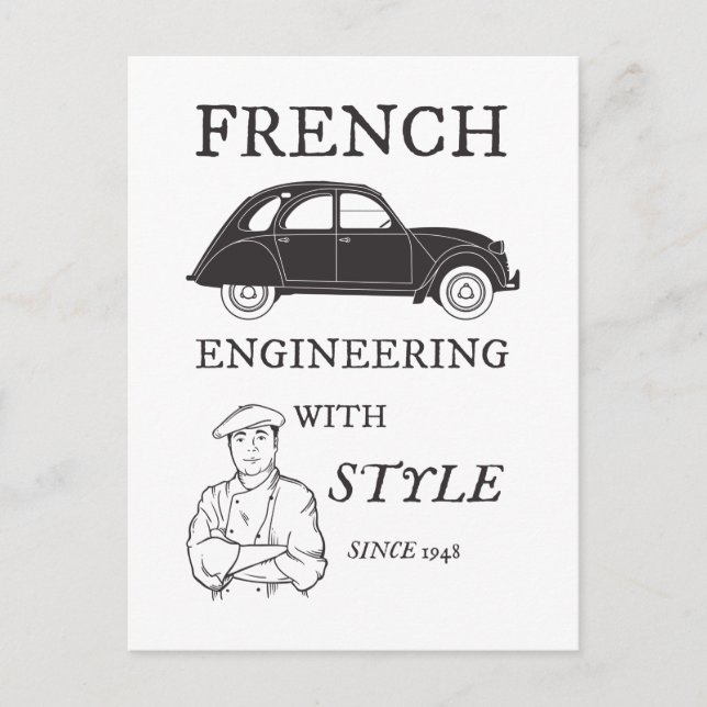 2CV Deux Chevaux French Oldtimer Engineering Postcard (Front)