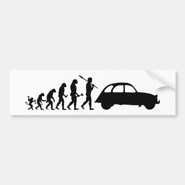 2CV Deux Chevaux Oldtimer French Car Evolution Bumper Sticker (Front)