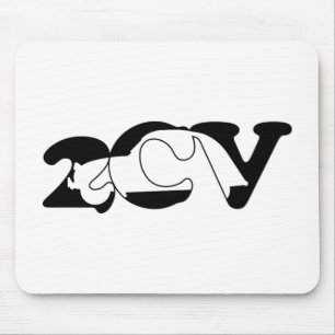2CV Deux Chevaux Oldtimer Silhouette Typography Mouse Pad