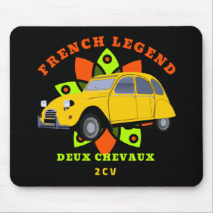 2CV Deux Chevaux Orange Yellow Lime French Legend  Mouse Pad