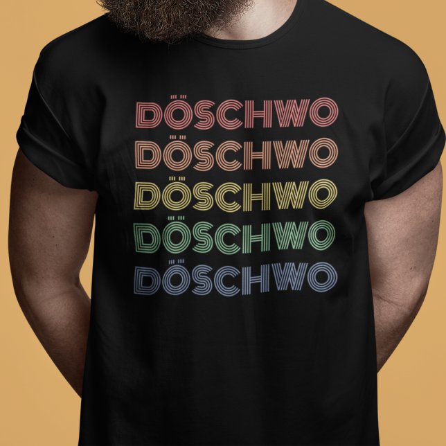 2CV Döschwo Deux Chevaux Typography T-Shirt (2CV T-Shirt in Black with a Red Blue Yellow Typography)