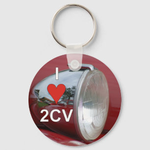 2CV Ente Headlamp I love Key Ring