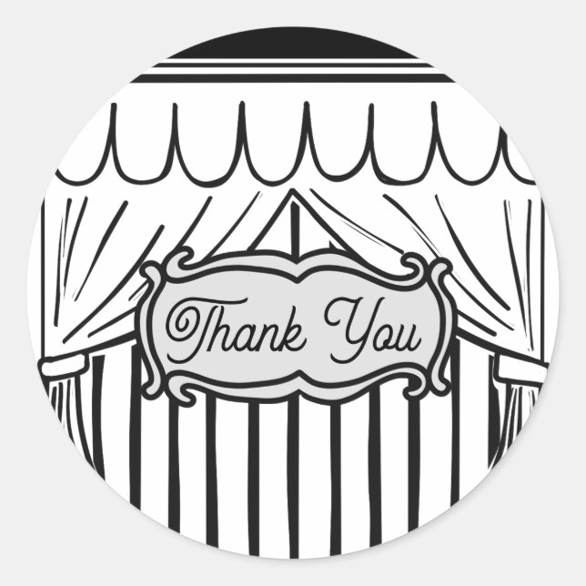 2D Birthday Party Comic Style Thank You Classic Round Sticker (Front)