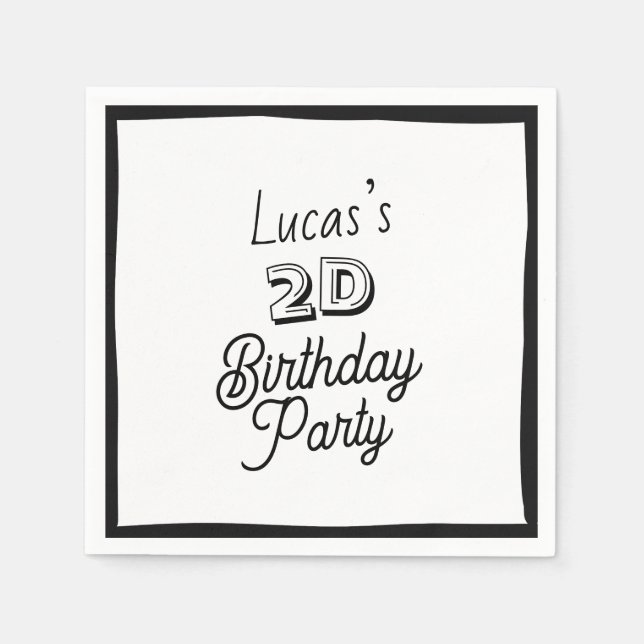 2D Comic Boys Second Birthday Napkin (Front)