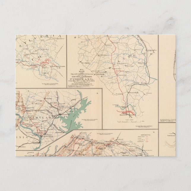 2d Corps AN Va, camps, pickets, routes Postcard (Front)