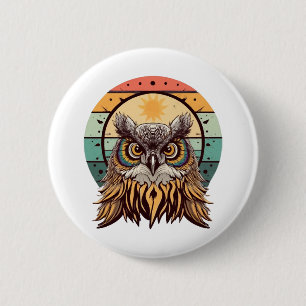 2D eagle owl vintage retro sunset 6 Cm Round Badge