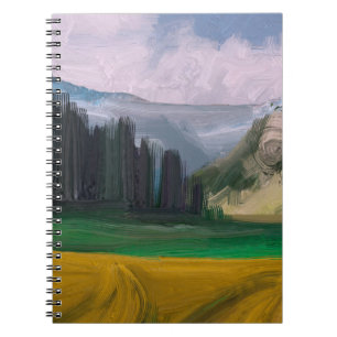 2d illustration. Oil painting landscape art. Rural Notebook