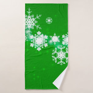 2d illustration. Snowflakes on background. Holy Ch Bath Towel