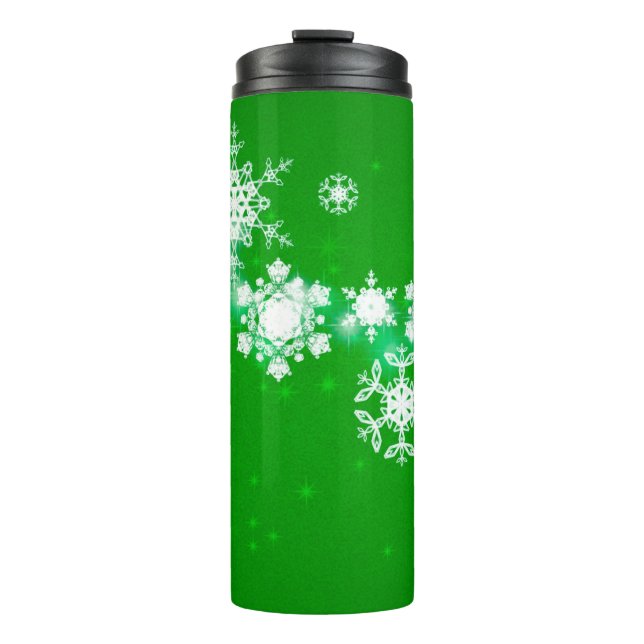 2d illustration. Snowflakes on background. Holy Ch Thermal Tumbler (Front)