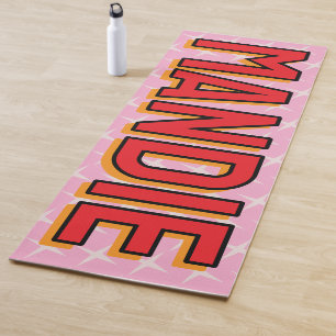 2D Lettering Stars Pink Red Name Yoga Mat