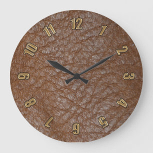 2D Photo-sampled Faux Leather-look Design Large Clock