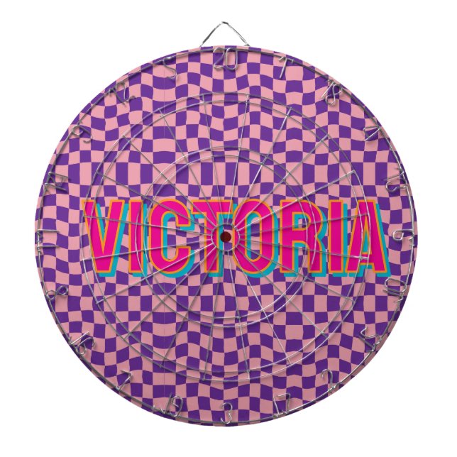 2D Retro Colorful Lettering Name Dartboard (Front)