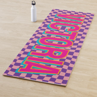 2D Retro Colorful Lettering Name Yoga Mat