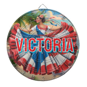 2D Retro Colourful Lettering Puerto Rican Latina Dartboard