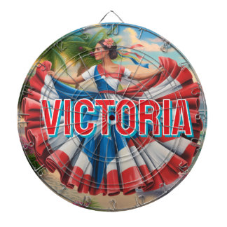 2D Retro Colourful Lettering Puerto Rican Latina Dartboard