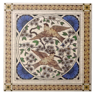 2die4 Victorian Birds Blossoms & Bugs Reproduction Ceramic Tile