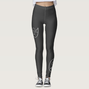 '2J' Logo Grey Lettering Black Background Leggings