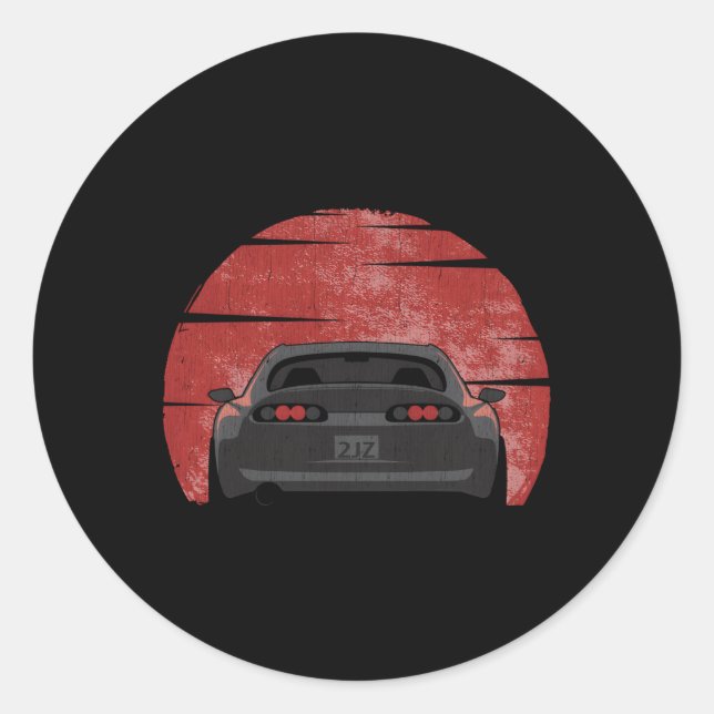 2Jz Black Supra Classic Round Sticker (Front)
