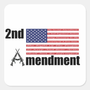 2nd Amendment AR Rifles A and Flag Square Sticker