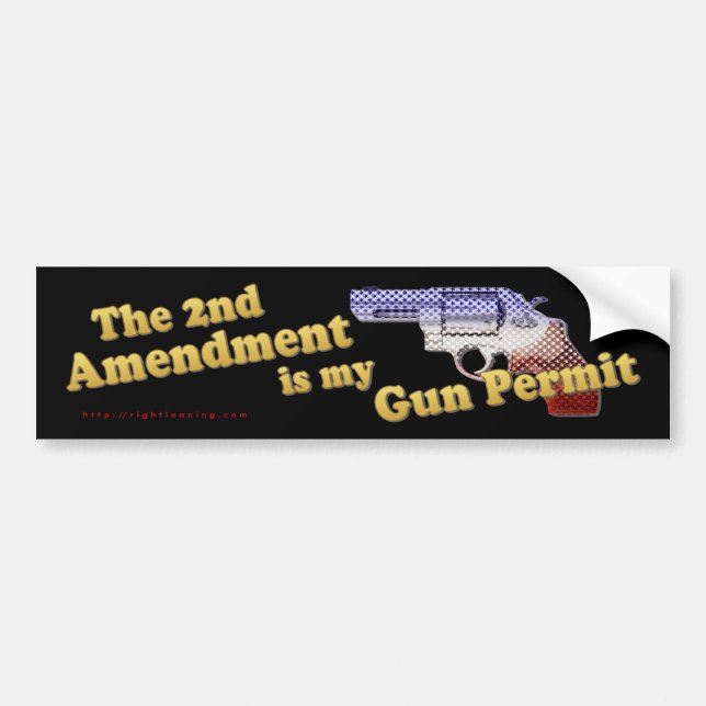 2nd Amendment Gun Permit Bumper Sticker (Front)