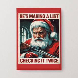 2nd Amendment Santa Button Christmas Gun Rights