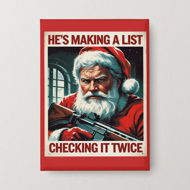 2nd Amendment Santa Button | Christmas Gun Rights (Front)