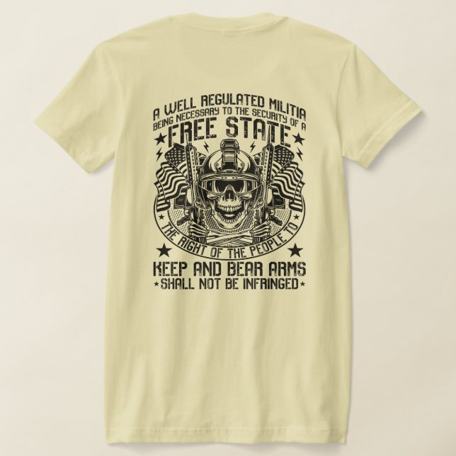 2nd  Amendment Skull T-Shirt (Laydown Back)