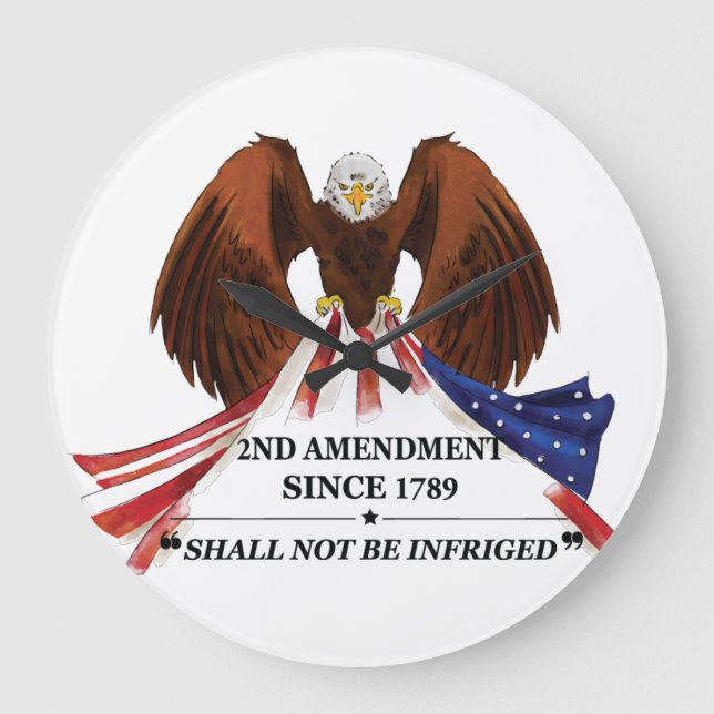 2nd Amendment  Throw Pillow Large Clock (Front)