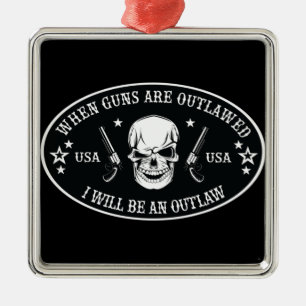 2nd Amendment  Throw Pillow Metal Ornament
