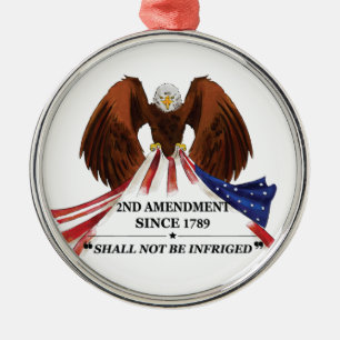 2nd Amendment  Throw Pillow Metal Ornament