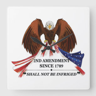 2nd Amendment  Throw Pillow Square Wall Clock