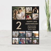 2nd Anniversary 13 Photo Collage Black and Gold