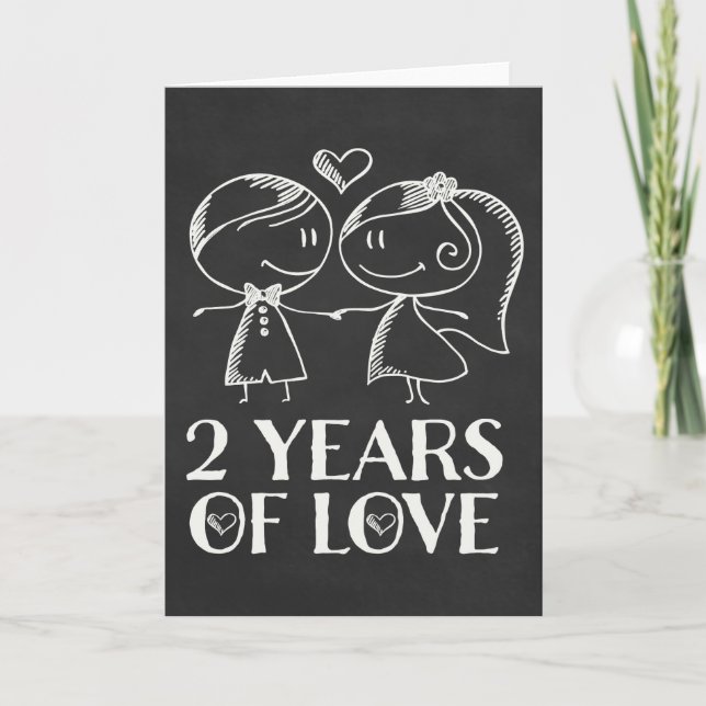 2nd Anniversary Chalk board couple Card (Front)