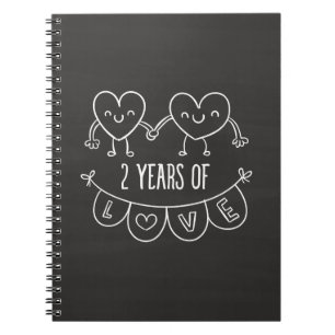 2nd Anniversary Gift For Her Chalk Hearts Hand Dra Notebook