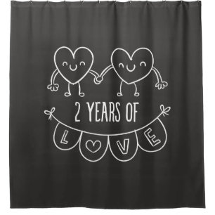 2nd Anniversary Gift For Her Chalk Hearts P2 Shower Curtain