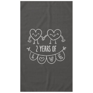 2nd Anniversary Gift For Her Chalk Hearts P2 Tablecloth