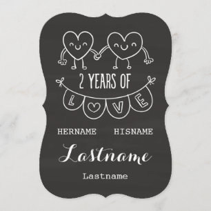 2nd Anniversary Gift For Her Chalk Personalised Card