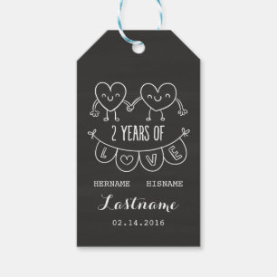 2nd Anniversary Gift For Her Chalk Personalised Tags