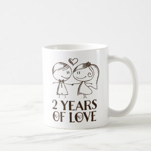 2nd Anniversary Hand Drawn Couples Valentine Mug
