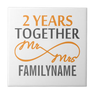 2nd Anniversary Mr. & Mrs Infinity Personalised Ceramic Tile