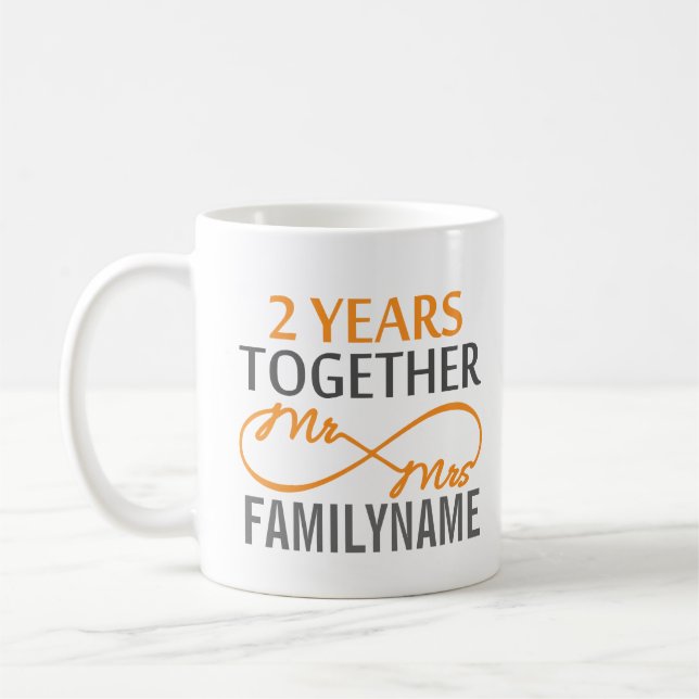 2nd Anniversary Mr. & Mrs Infinity Personalised Coffee Mug (Left)