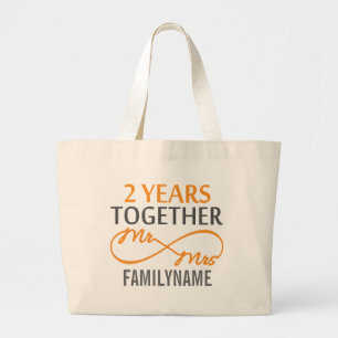 2nd Anniversary Mr. & Mrs Infinity Personalised Large Tote Bag
