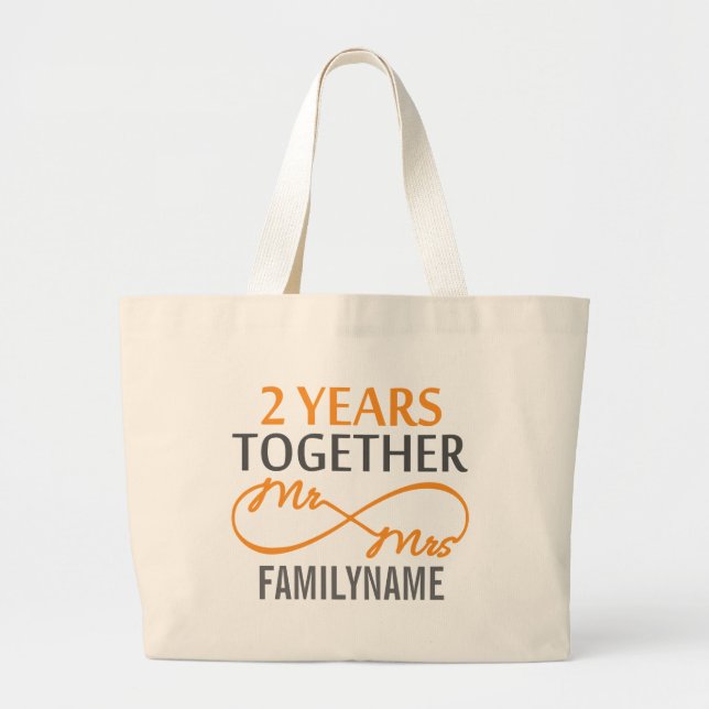 2nd Anniversary Mr. & Mrs Infinity Personalised Large Tote Bag (Front)