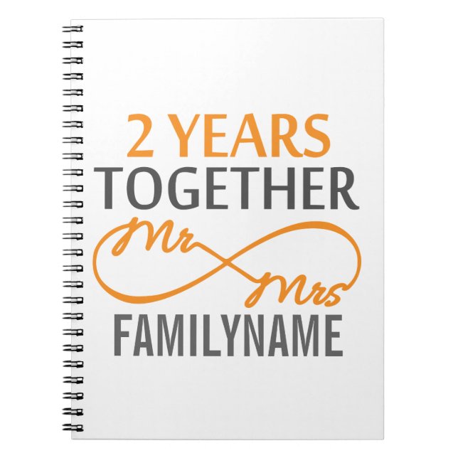 2nd Anniversary Mr. & Mrs Infinity Personalised Notebook (Front)