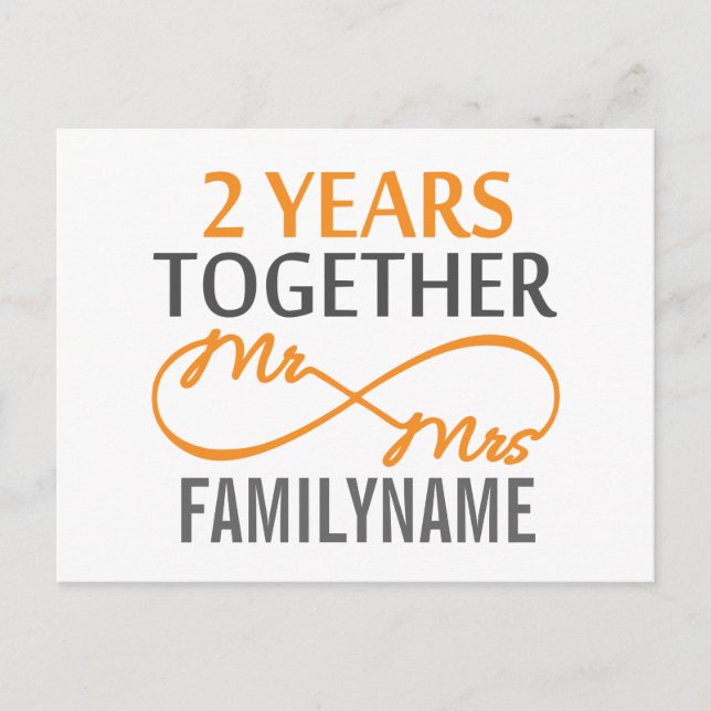 2nd Anniversary Mr. & Mrs Infinity Personalised Postcard (Front)